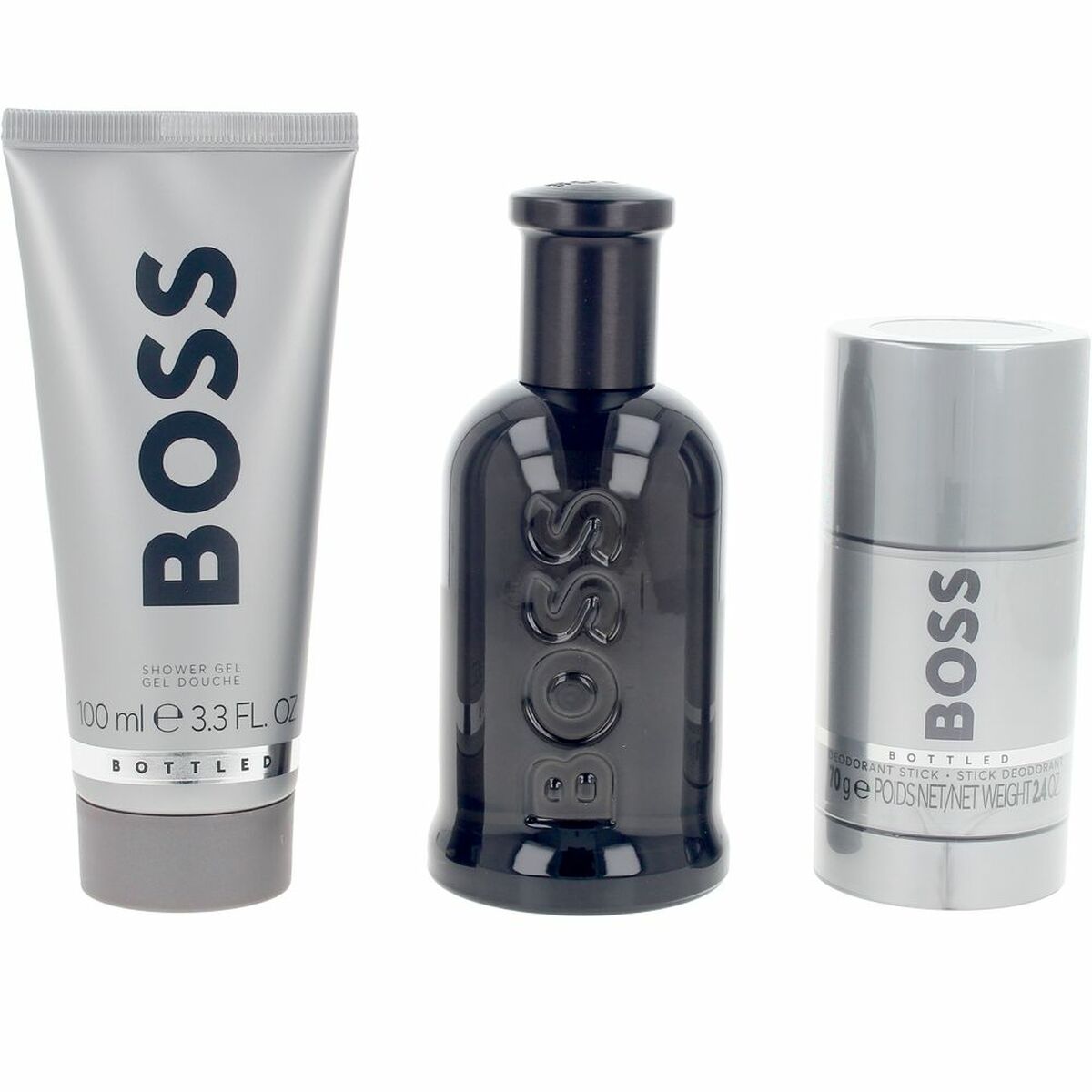 Herreparfumesæt BOSS BOTTLED 3 stykker til mænd produktemballage