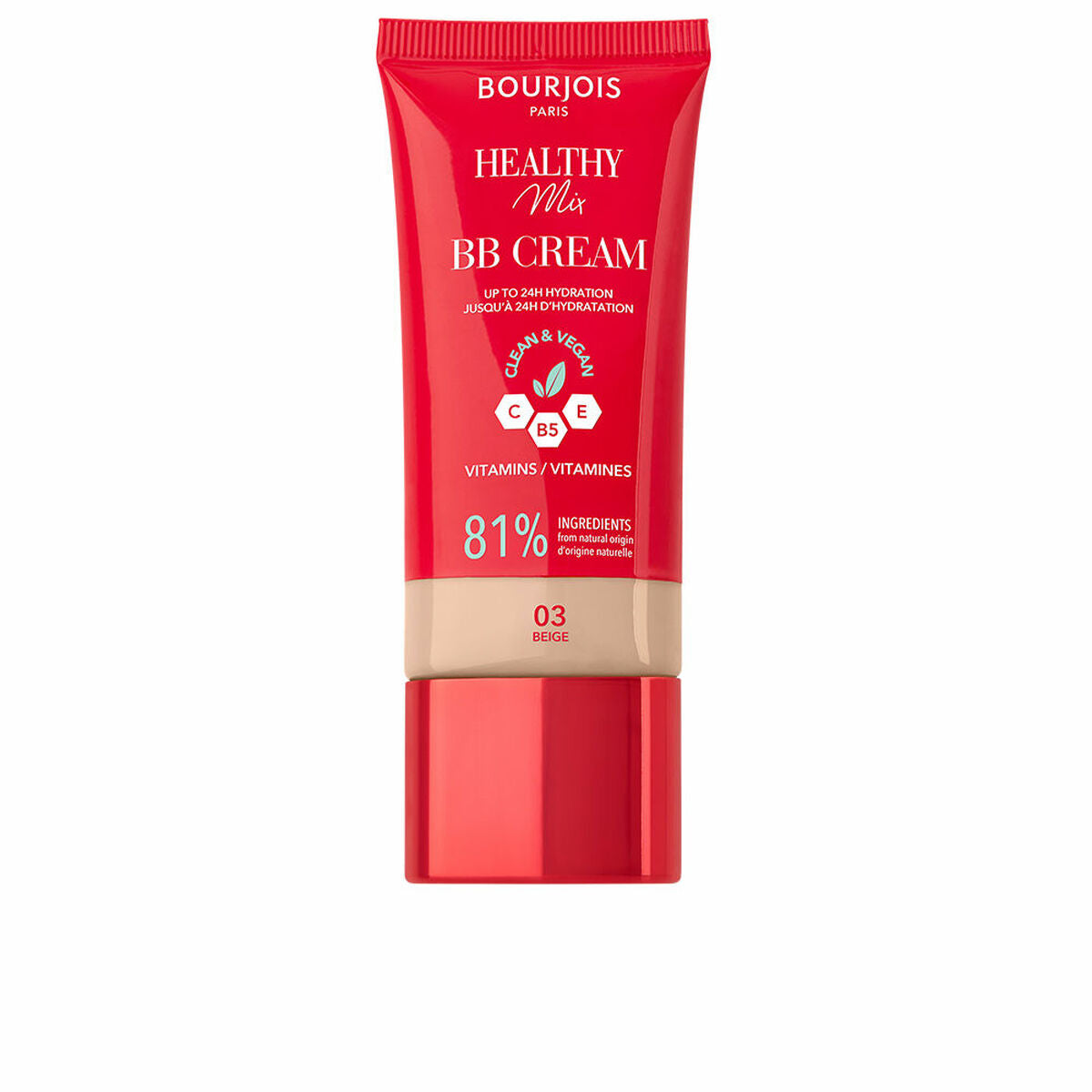 Fugtgivende creme med farve Bourjois HEALTHY MIX Nº 03 Beige 30 ml hudplejeemballage