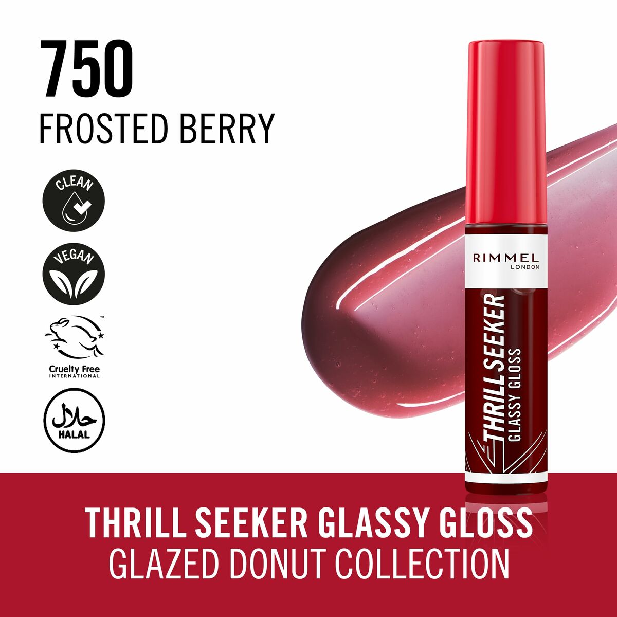 Lipgloss Rimmel London THRILL SEEKER Nº 750-Frosted Berry 6 ml produktemballage