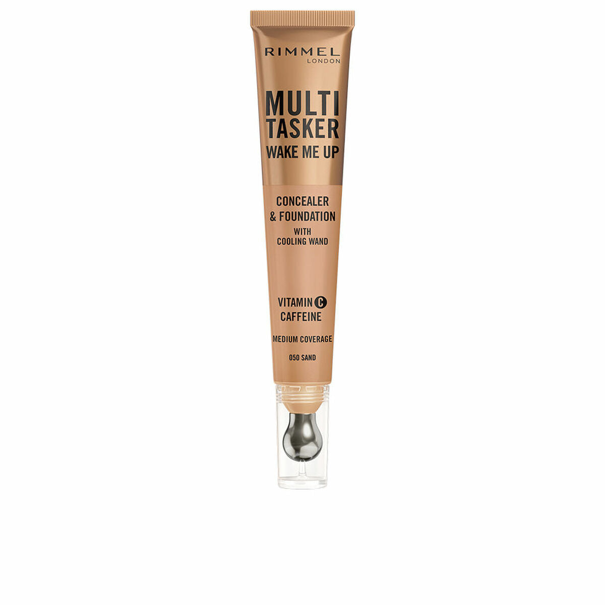 Ansigtskorrektor Rimmel London Multi-Tasker Wake Me Up sand 20 ml produktemballage