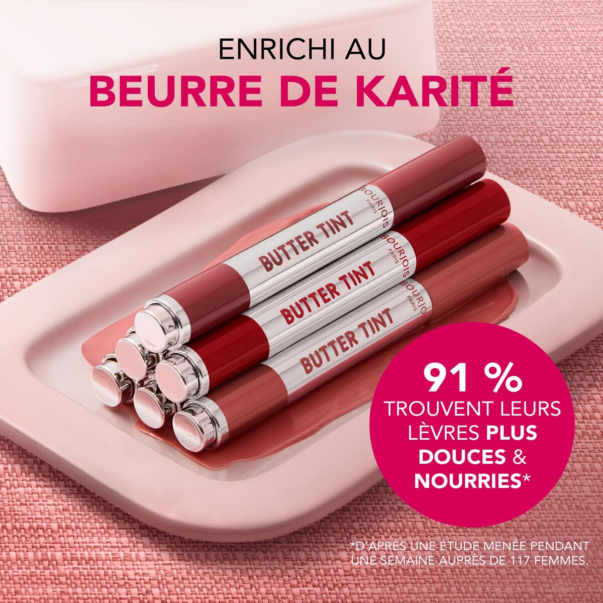 Læbestift Bourjois BUTTER TINT LIP GLAZE 2 g makeup emballage