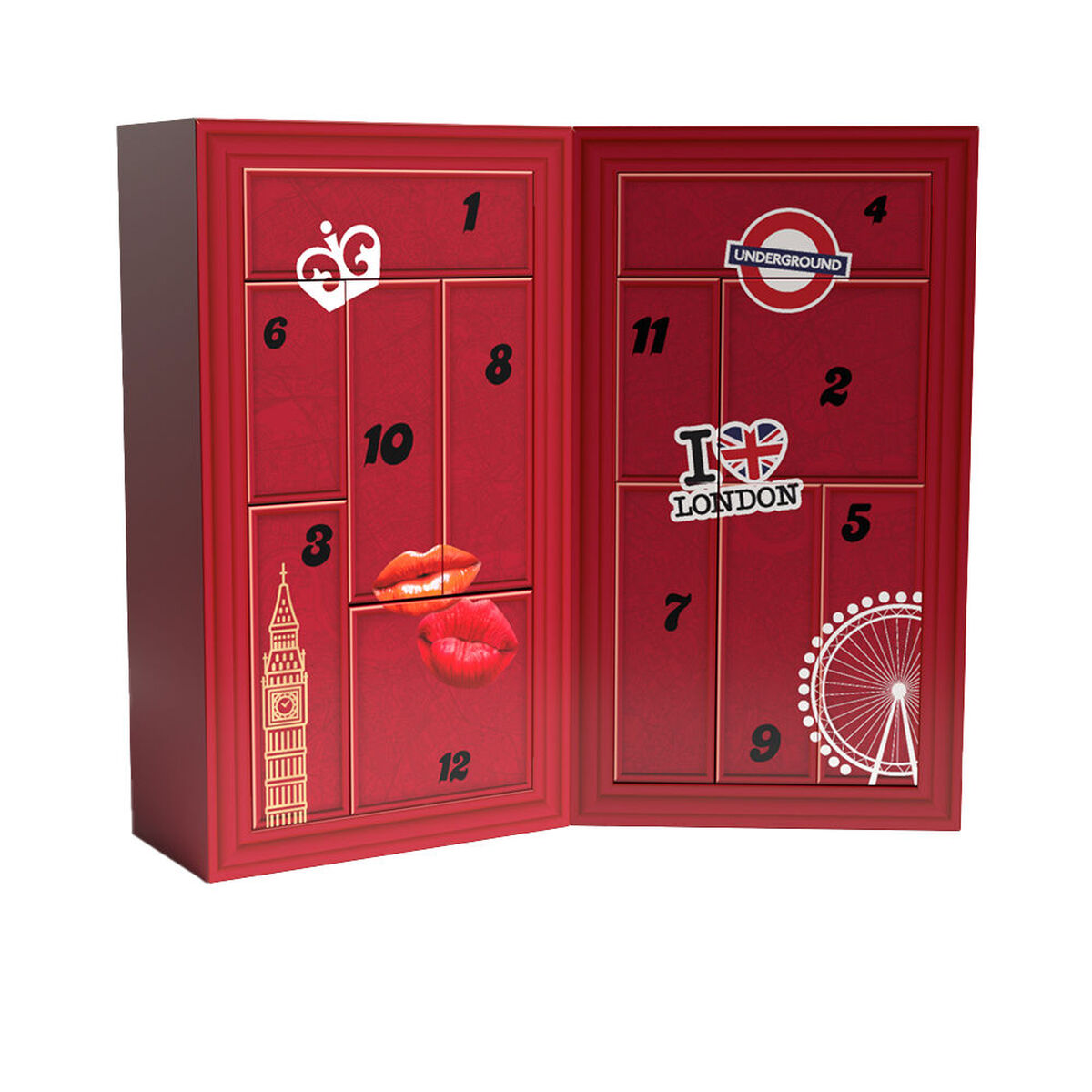 Make-up sæt Rimmel London CALENDARIO DE ADVIENTO Adventskalender 12 stykker til kvinder produktemballage