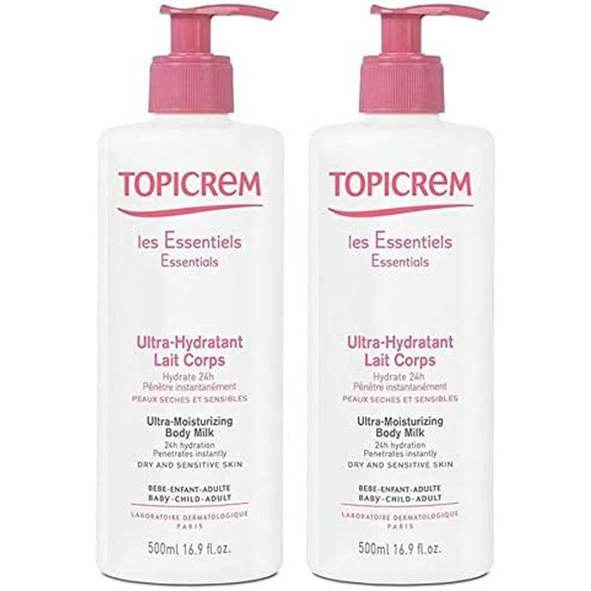 Moisturizing Body Milk Topicrem 500ml 500ml x 2 produktemballage
