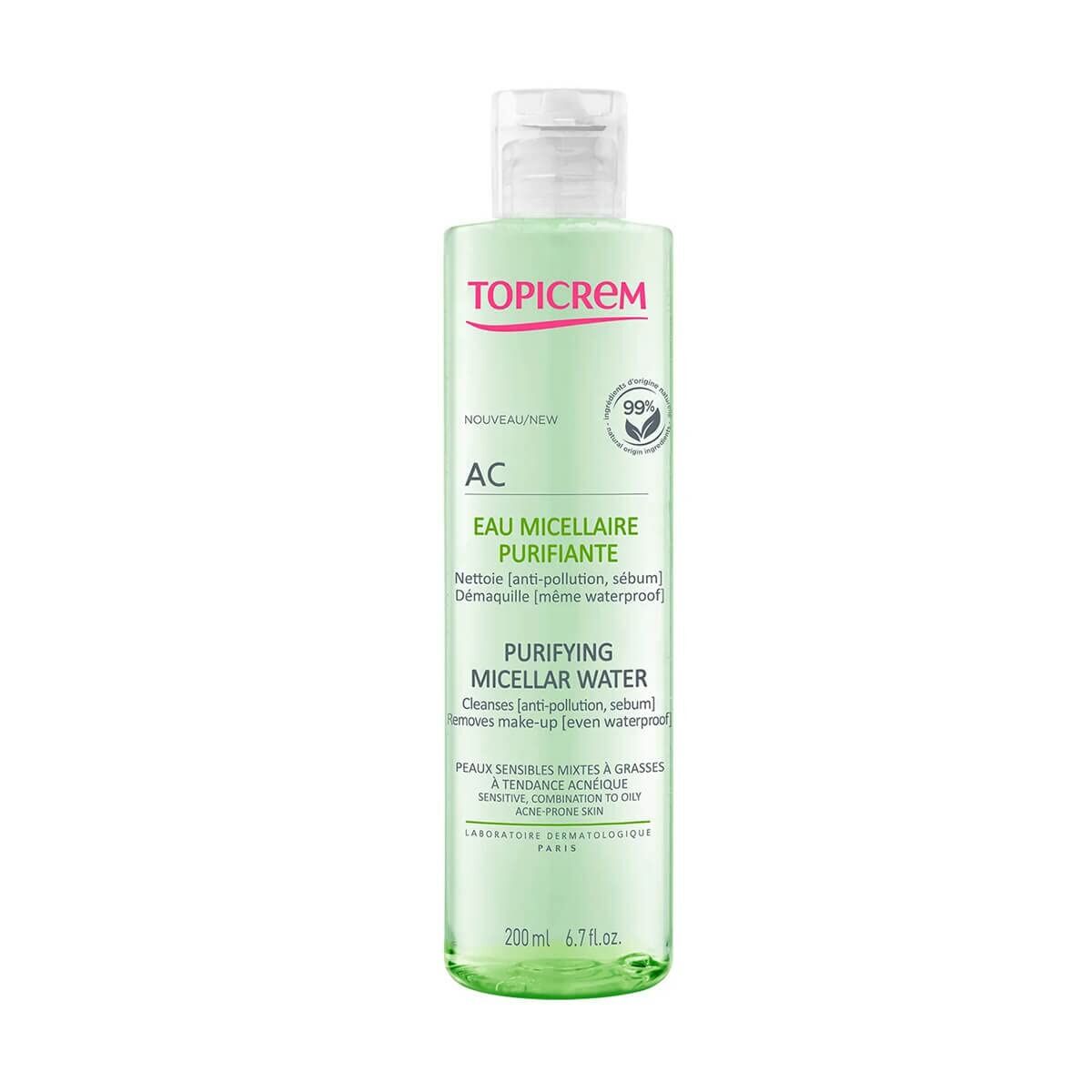 Micellar Water Topicrem Purifying Rensende produktemballage