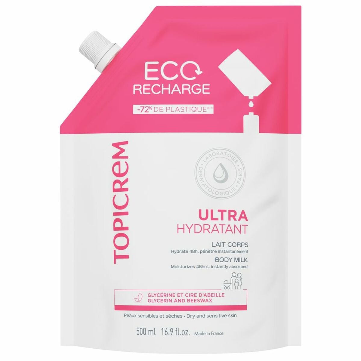 Moisturizing Body Milk Topicrem UH 500ml produktemballage