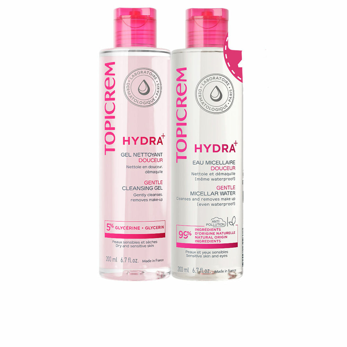 Facial Cleansing Gel Topicrem HYDRA+ 2 stk hudplejeemballage