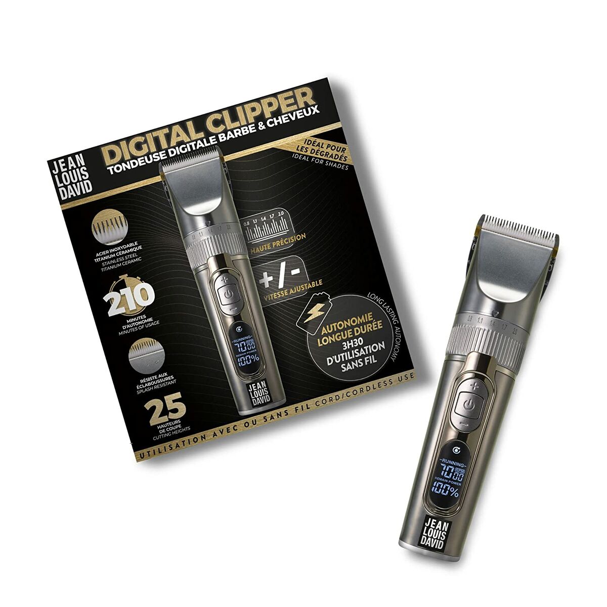 Hårklipper/barbermaskine Jean Louis David produktemballage