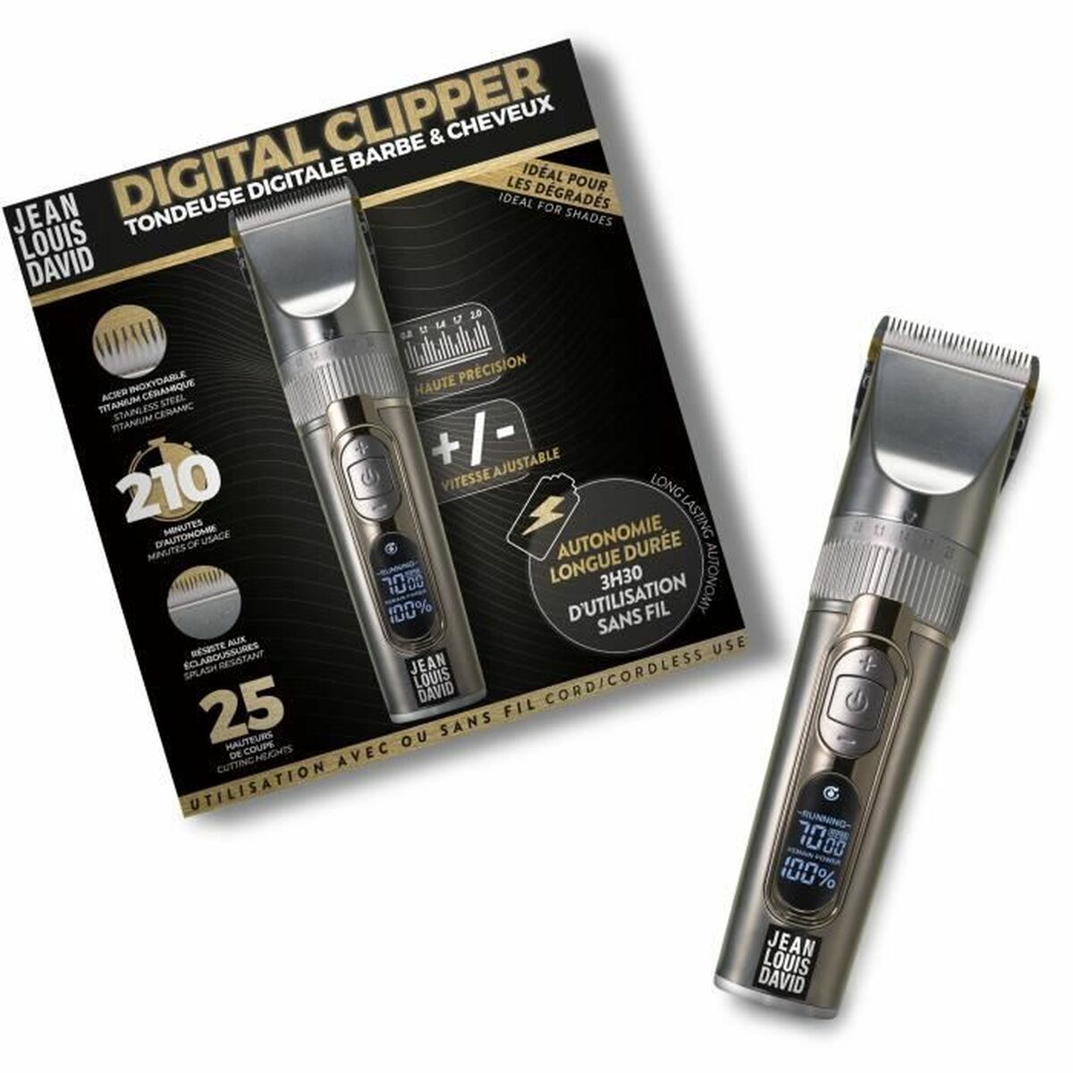 Hårklipper/barbermaskine Jean Louis David produktemballage