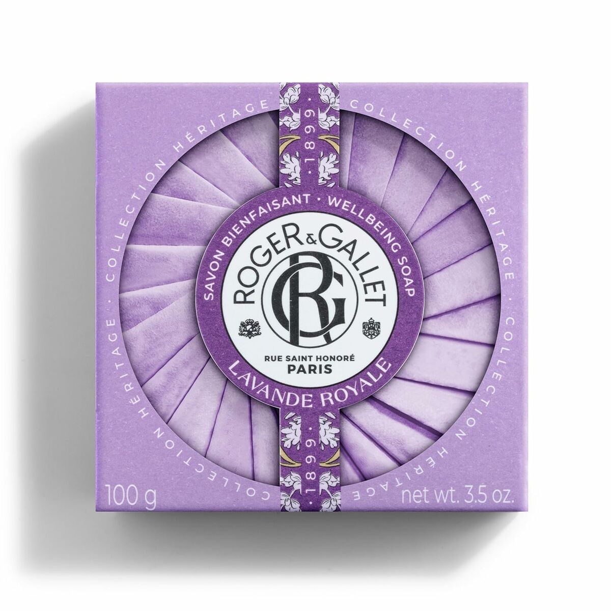 Sæbekage Roger & Gallet Lavande Royale 100 g produktemballage