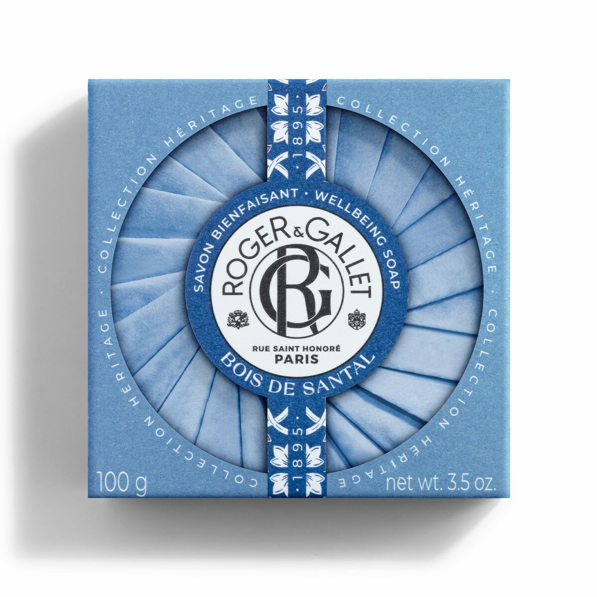Sæbekage Roger & Gallet Bois de Santal 100 g produktemballage