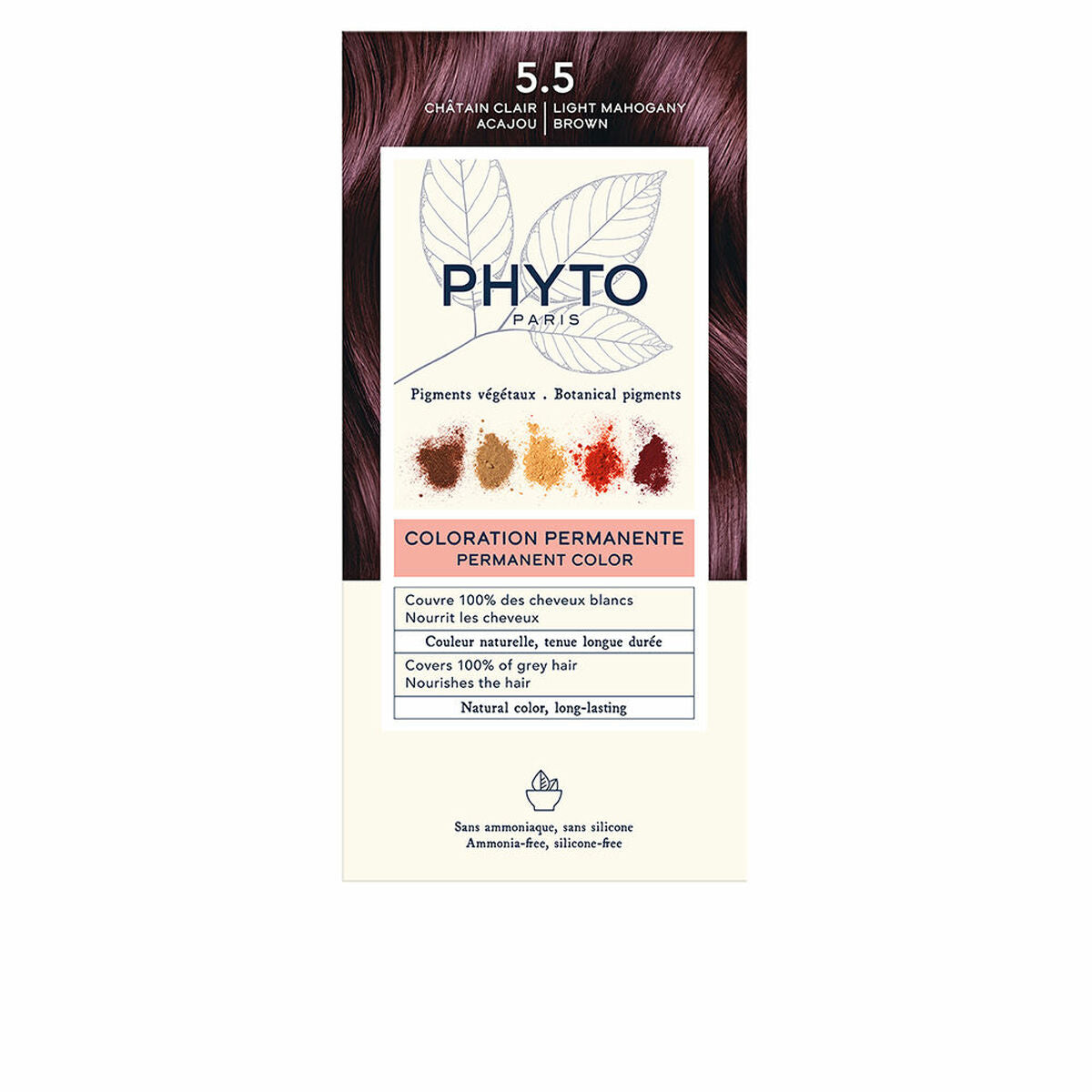Permanent farve Phyto Paris PHYTOCOLOR #5.5-Castaño Claro Caoba produktemballage