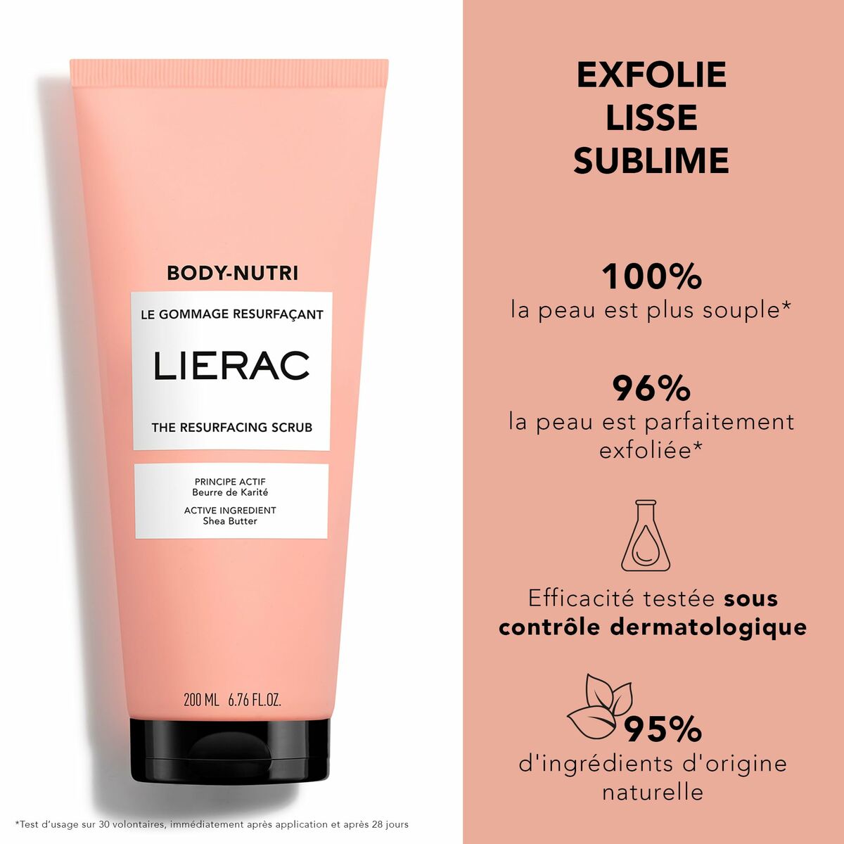 Body Exfoliator Lierac BODY-NUTRI 200 ml Regenererende produktemballage