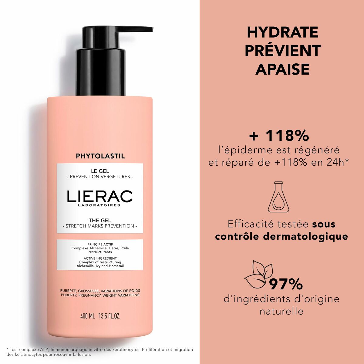 Anti-Stretch Mark Cream Lierac PHYTOLASTIL 400 ml Gel hudpleje emballage