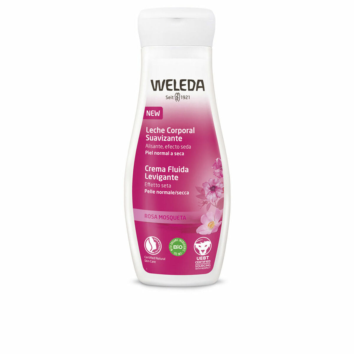 Body Lotion Weleda Rosa Mosqueta 200 ml Blødgørende hyben hudplejeemballage