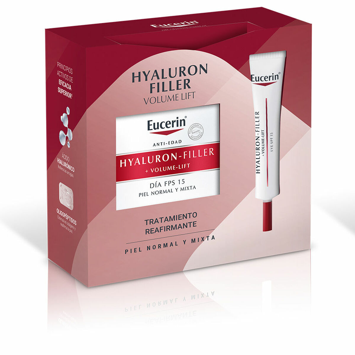 Kosmetisk sæt Eucerin Hyaluron Filler Lift Día Piel Normal 2 stykker til kvinder produktemballage