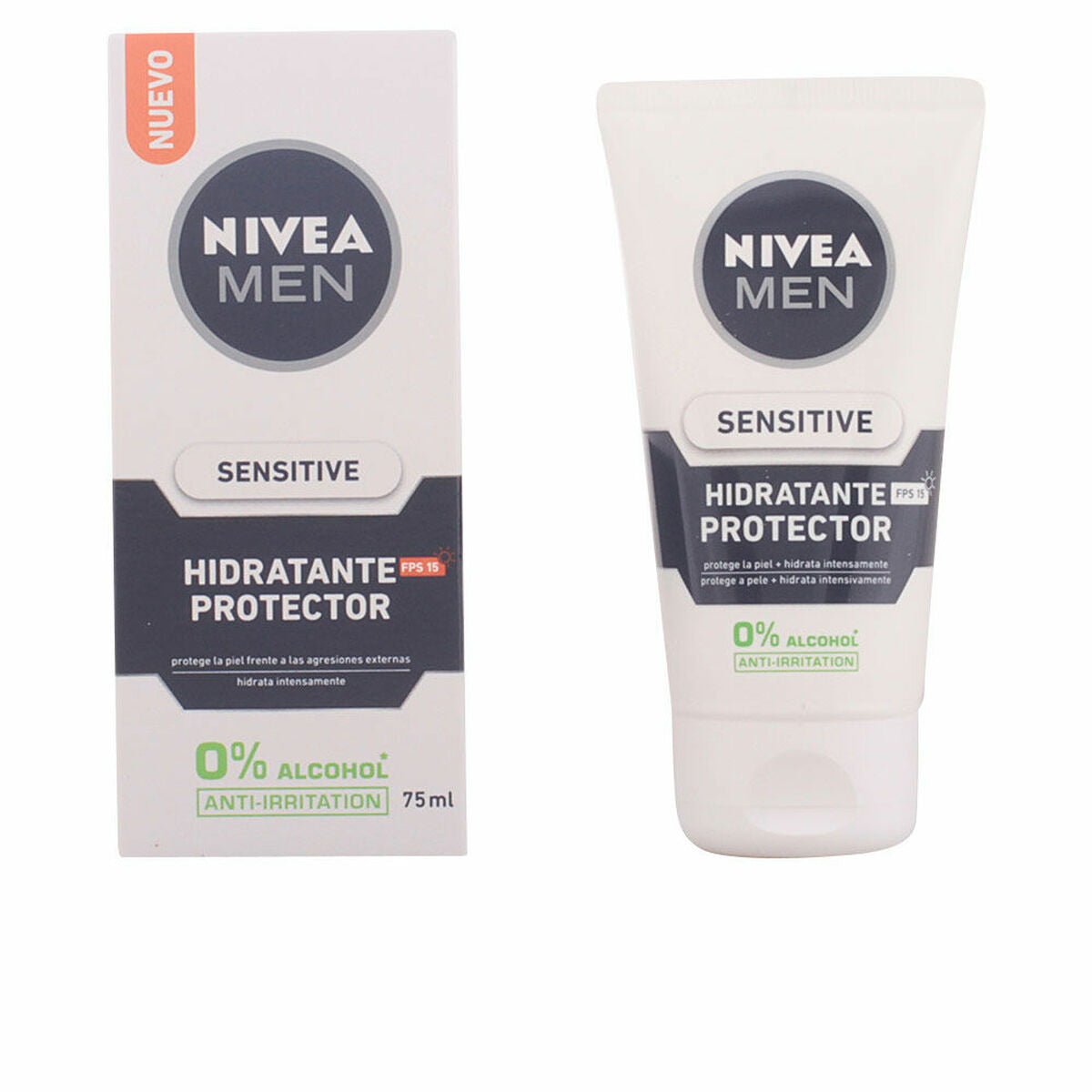Hydrating Facial Cream Nivea Men Sensitive Spf 15 75 ml til mænd hudplejeemballage