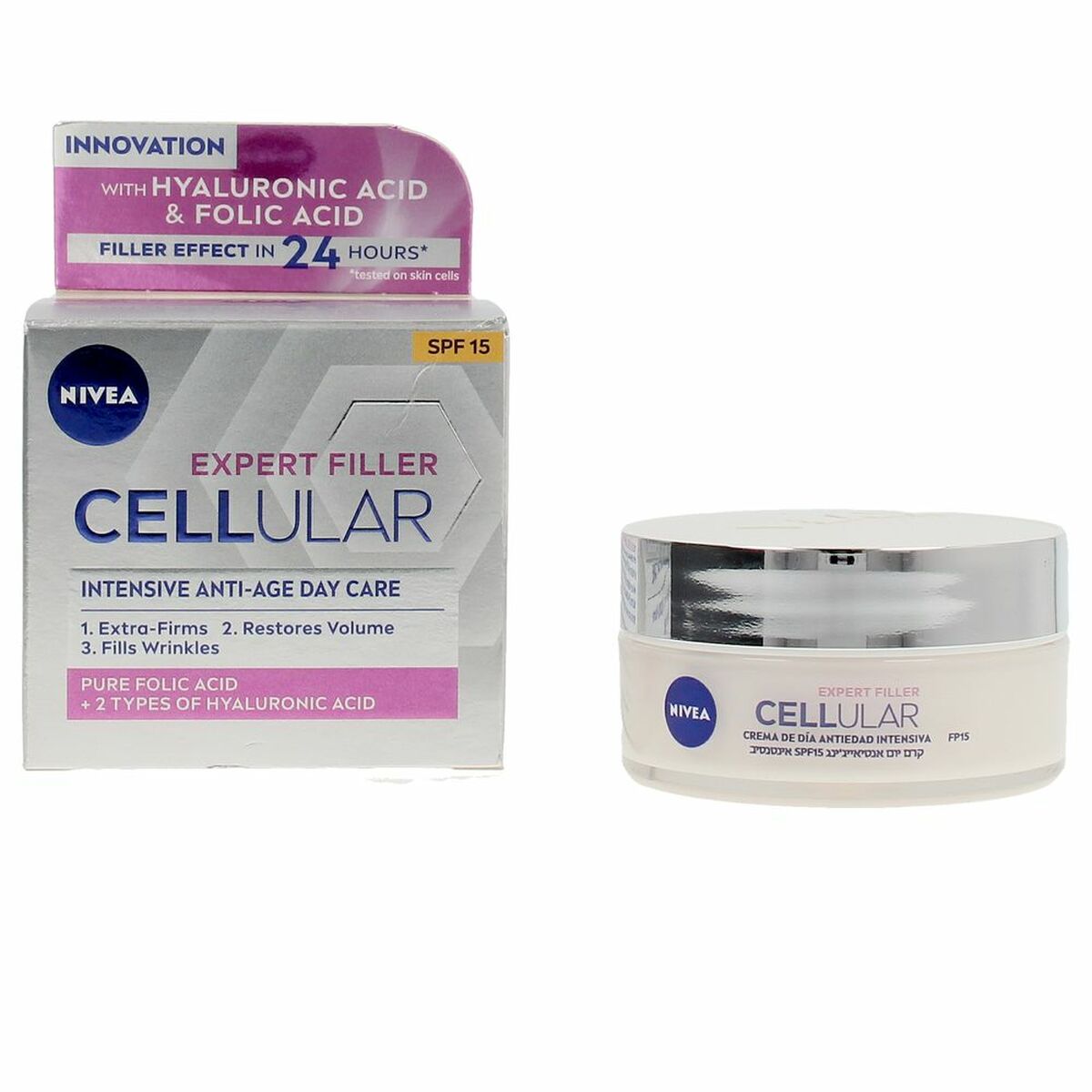 Dagcreme Nivea Cellular Filler Spf 15 50 ml til kvinder hudpleje emballage
