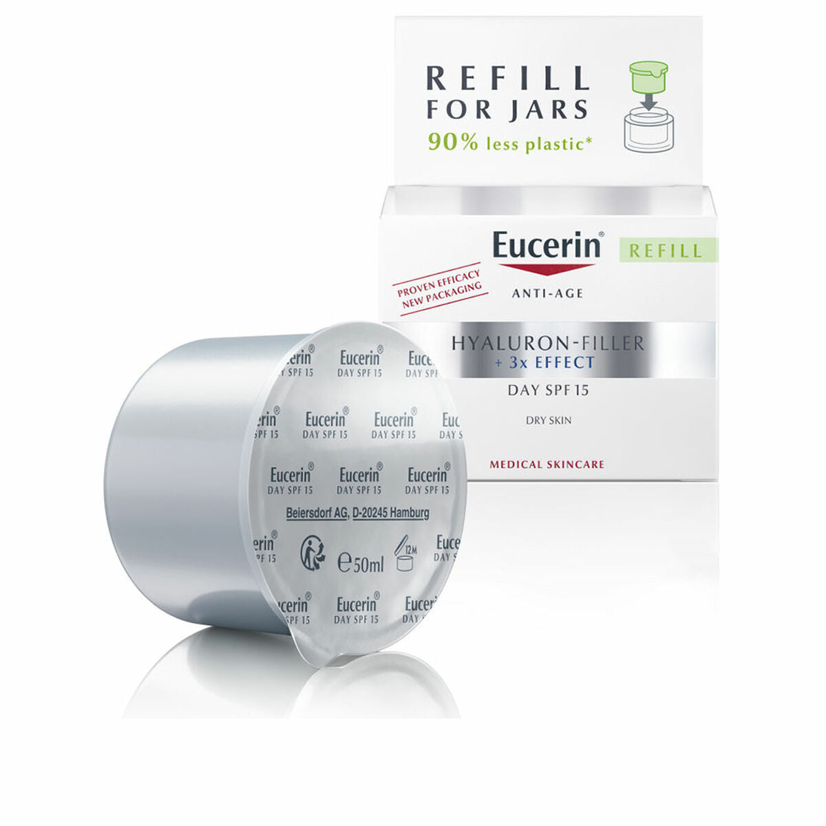 Ansigtscreme Eucerin Hyaluron Filler Spf 15 50 ml Erstatning af tør hud til kvinder hudplejeemballage
