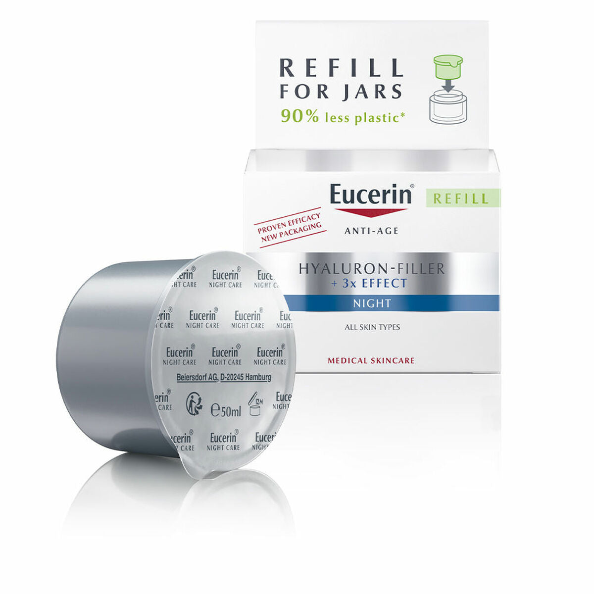 Night Cream Eucerin Hyaluron Filler 50 ml til kvinder hudpleje emballage