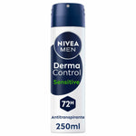 Spray Deodorant Nivea DERMA CONTROL SENSITIVE 250 ml til mænd produktemballage