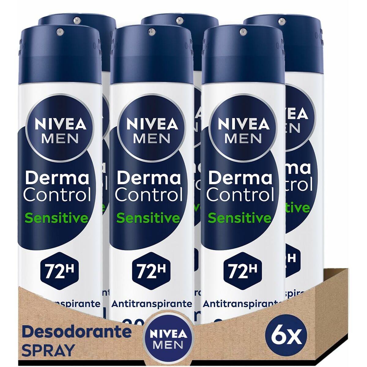 Spray Deodorant Nivea DERMA CONTROL SENSITIVE 200 ml til mænd produktemballage