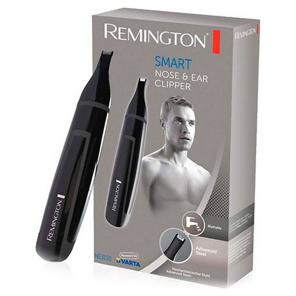 Næse- og ørehårstrimmer Remington Black produktemballage