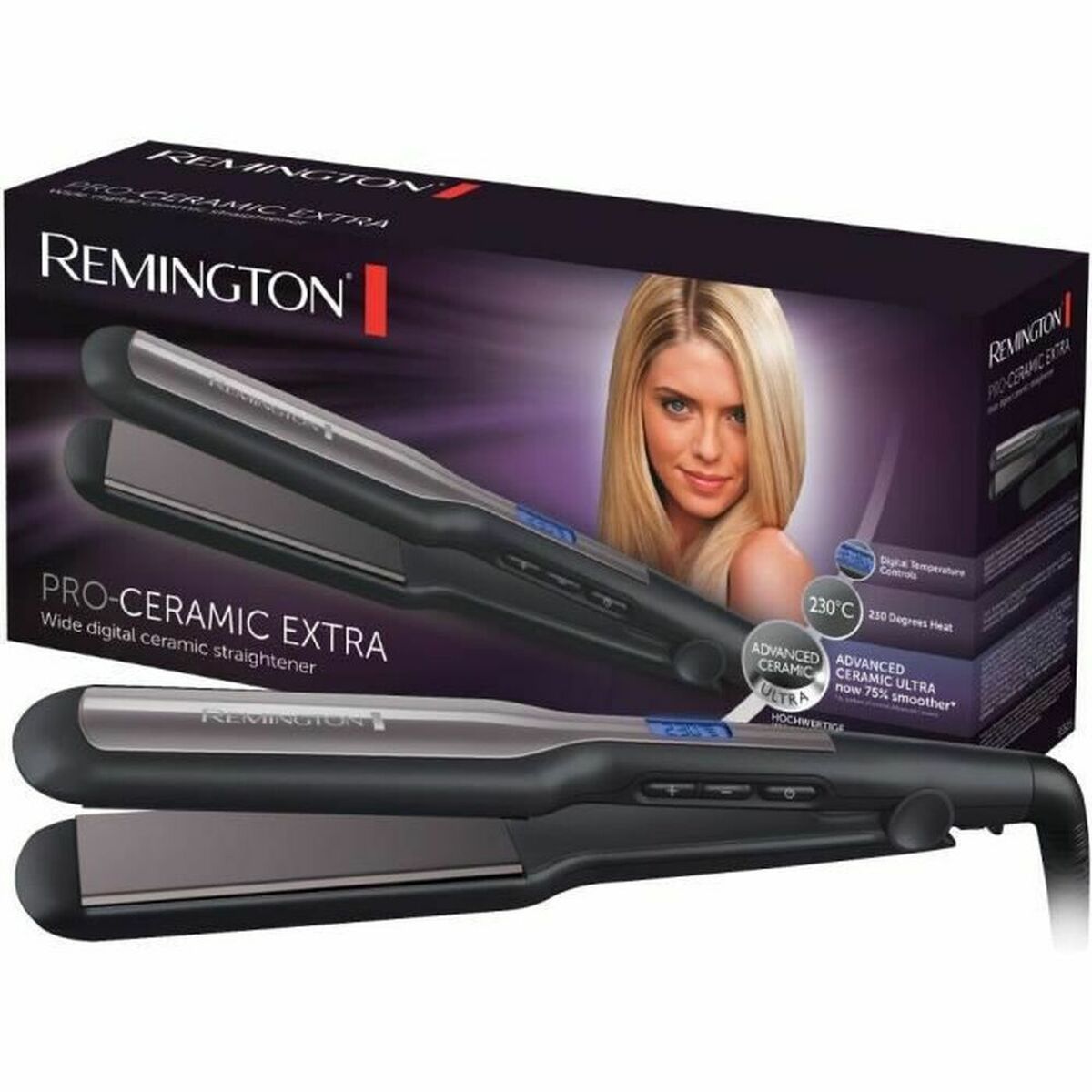 Glattejern Remington Pro Ceramic Extra S5525 110 mm Sort produktemballage