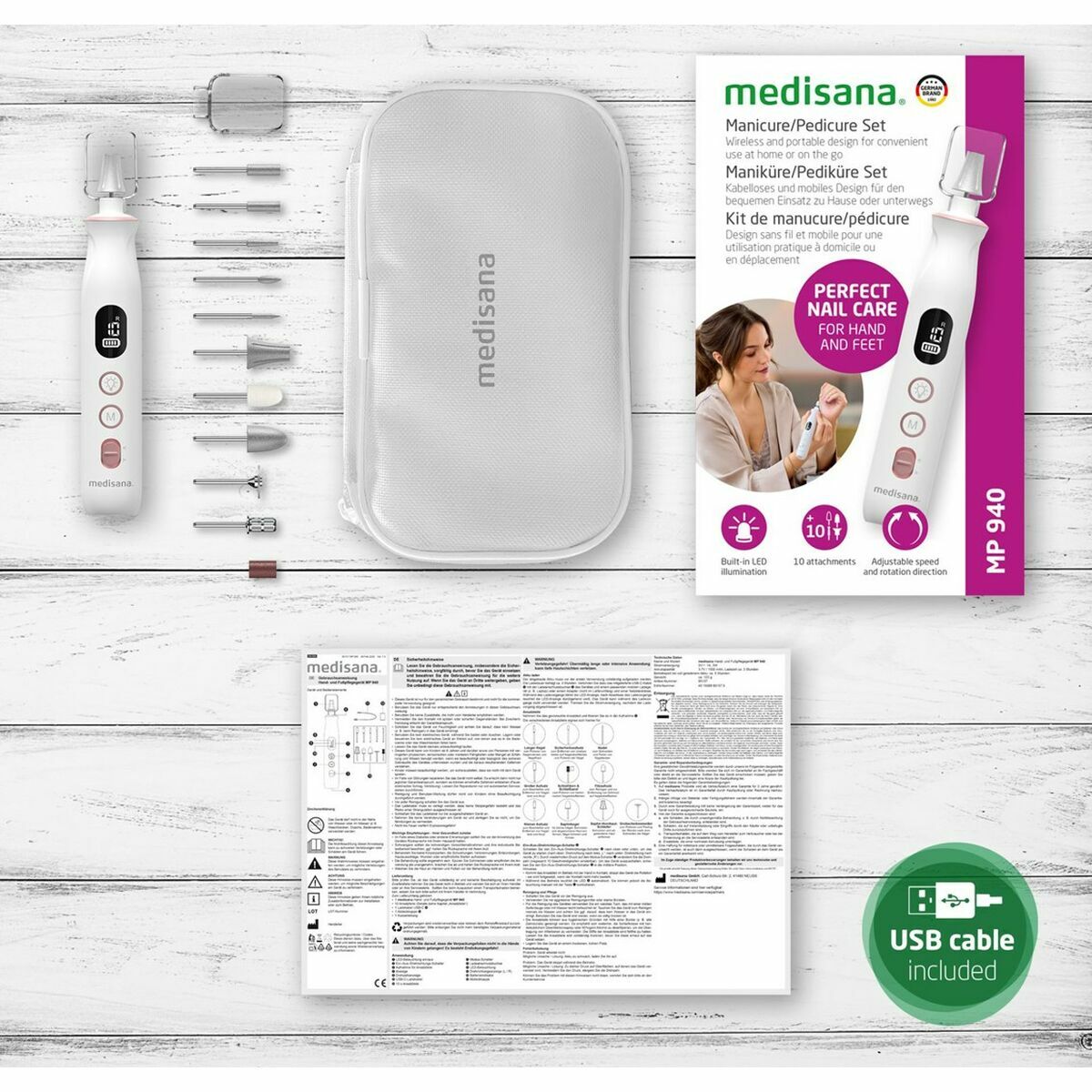 Manicuresæt Medisana Hvid produktemballage