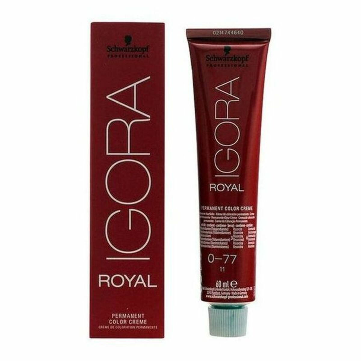 Permanent Dye Schwarzkopf Igora Royal Nº 0-77 02/13 60 ml til Dame produktemballage