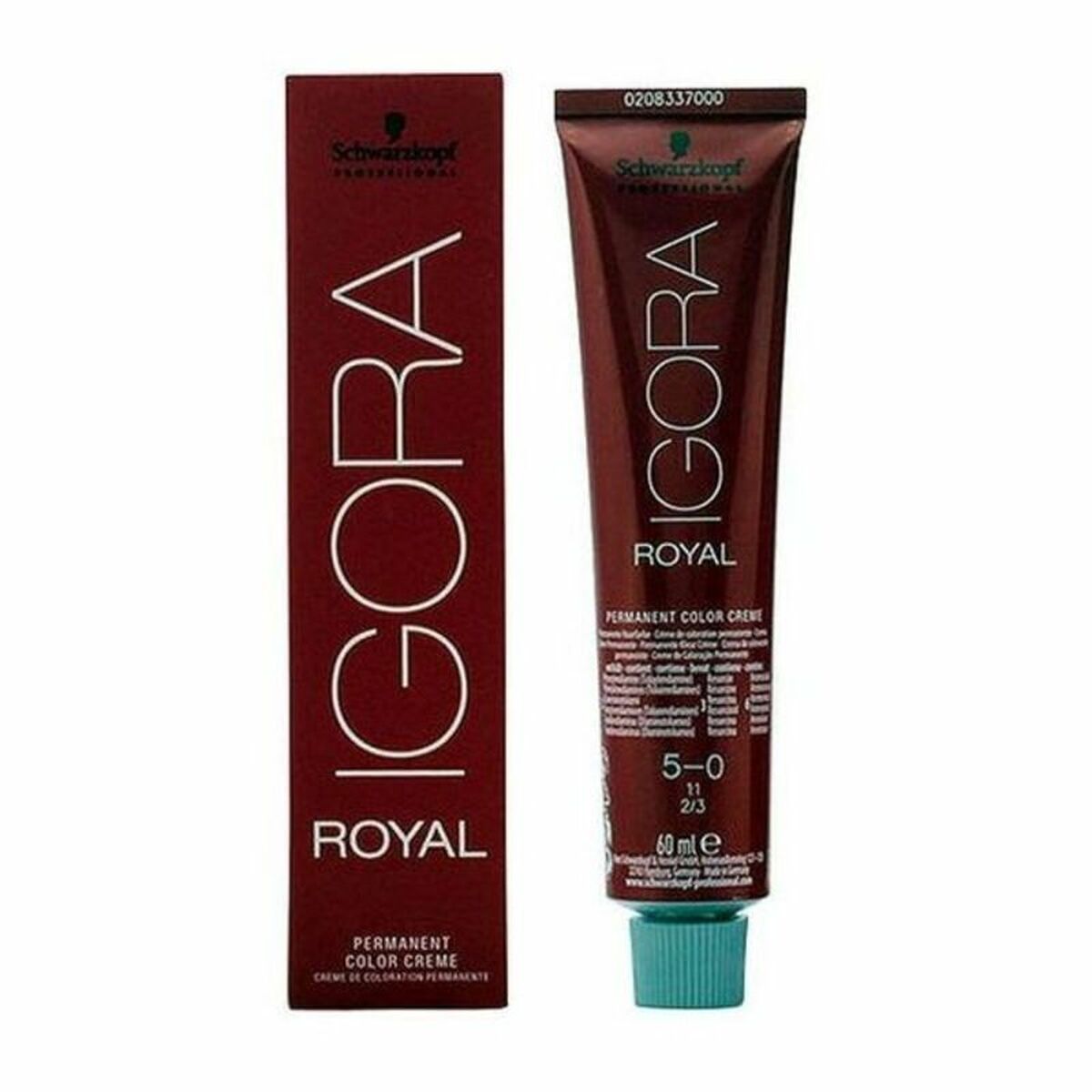 Permanent Dye Schwarzkopf Igora Royal Nº 5-0 60 ml til Dame produktemballage