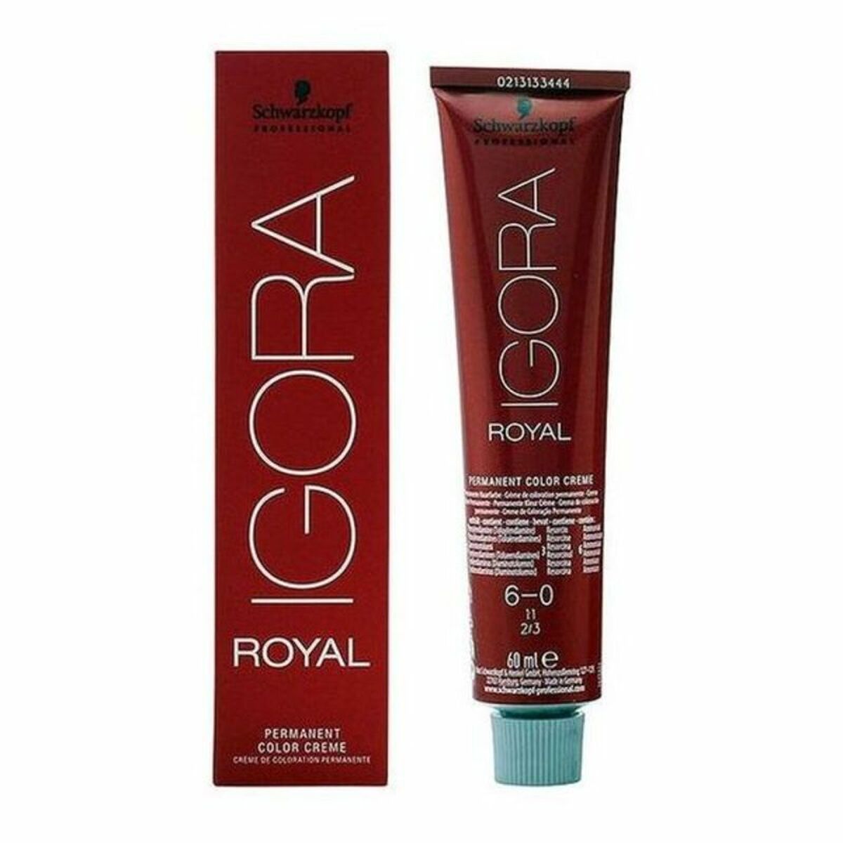 Permanent Dye Schwarzkopf Igora Royal Nº 6-0 ml 60 ml til Dame produktemballage