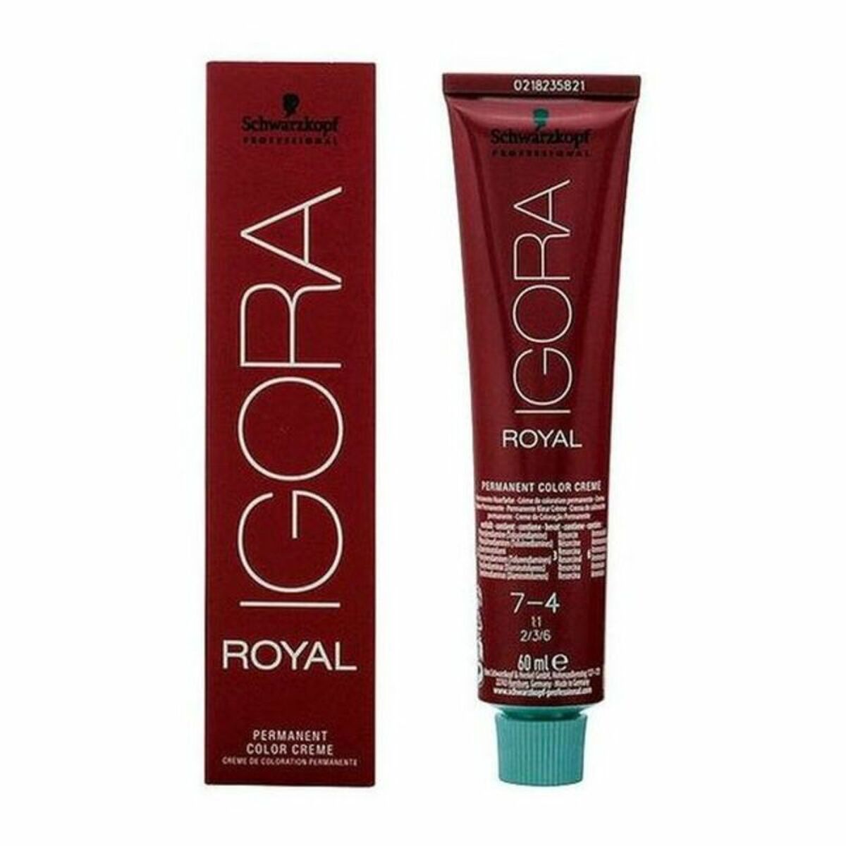 Permanent Dye Schwarzkopf Igora Royal Nº 7-4 60 ml til Dame produktemballage