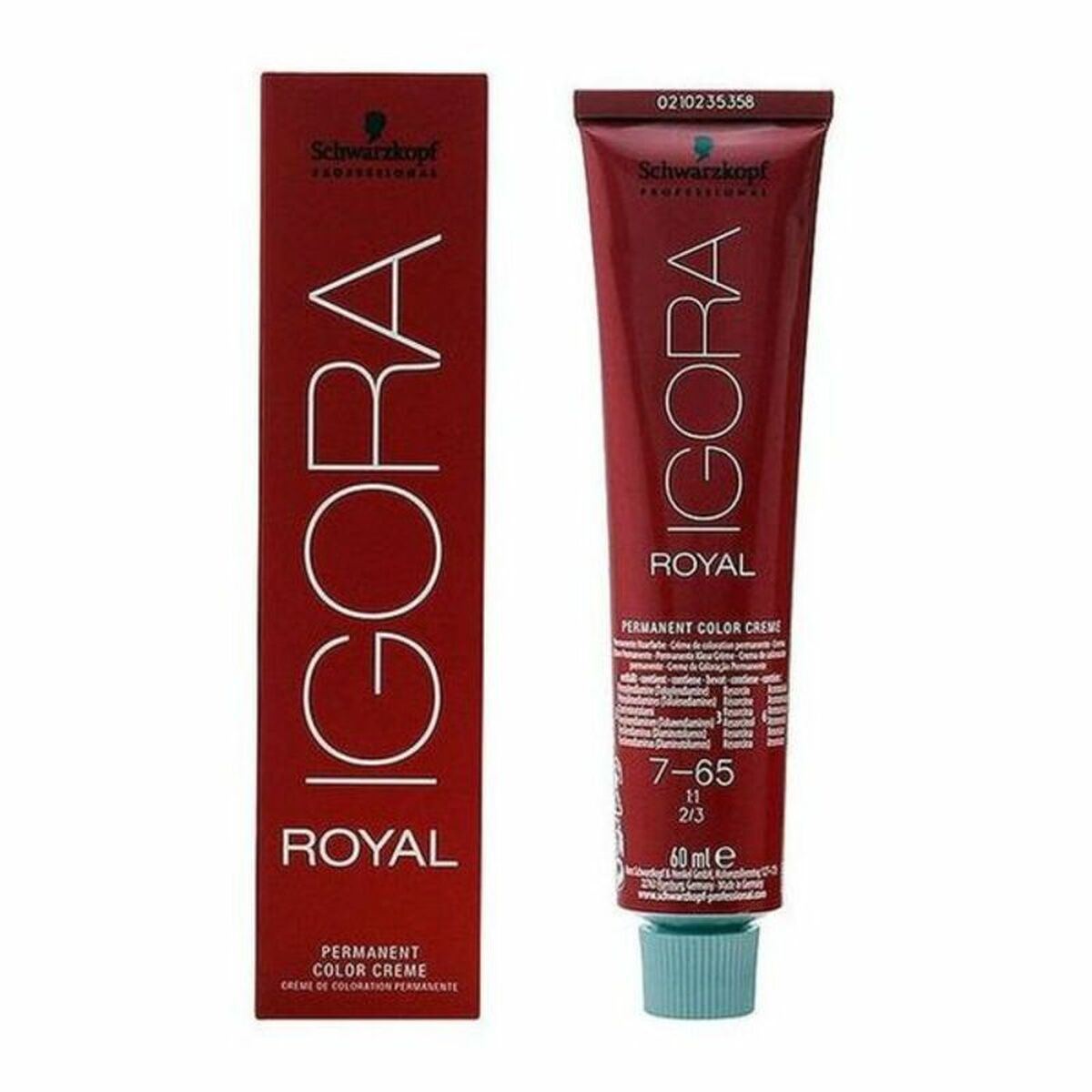 Permanent Dye Schwarzkopf Igora Royal Nº 7-65 60 ml til Dame produktemballage