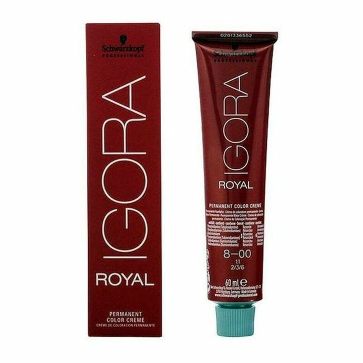 Permanent Dye Schwarzkopf Igora Royal Nº 8-00 60 ml til Dame produktemballage