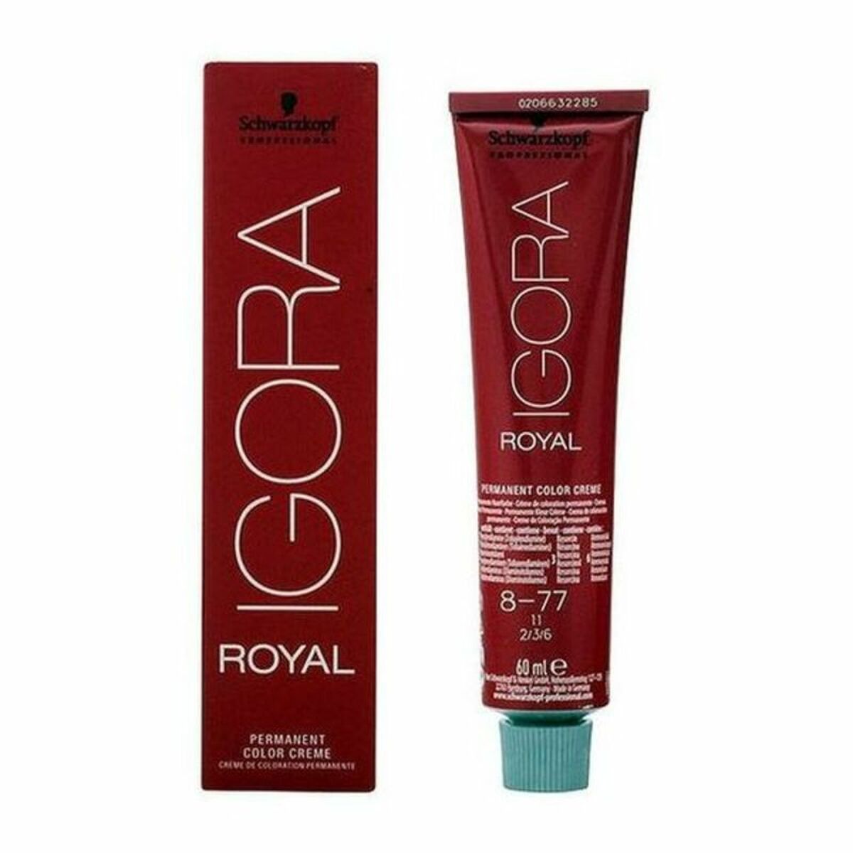 Permanent Dye Schwarzkopf Igora Royal Nº 8-77 02/13 60 ml til Dame produktemballage