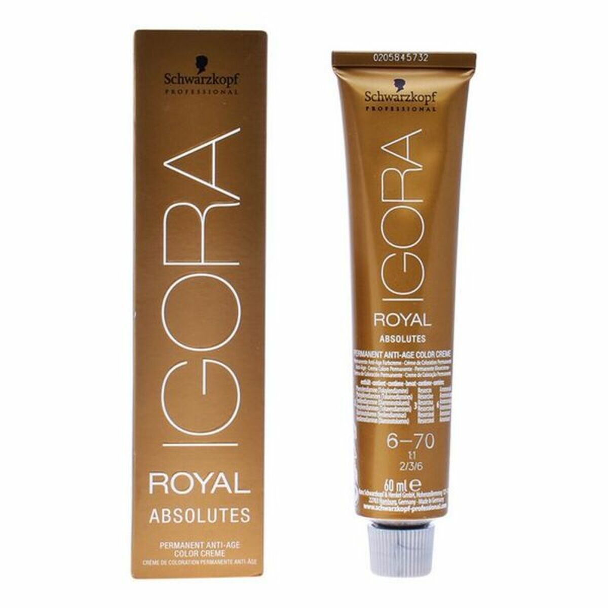 Anti-Ageing Coloring Gel Schwarzkopf Igora Royal Absolutes Nº 6-70 60 ml hudplejeemballage til kvinder
