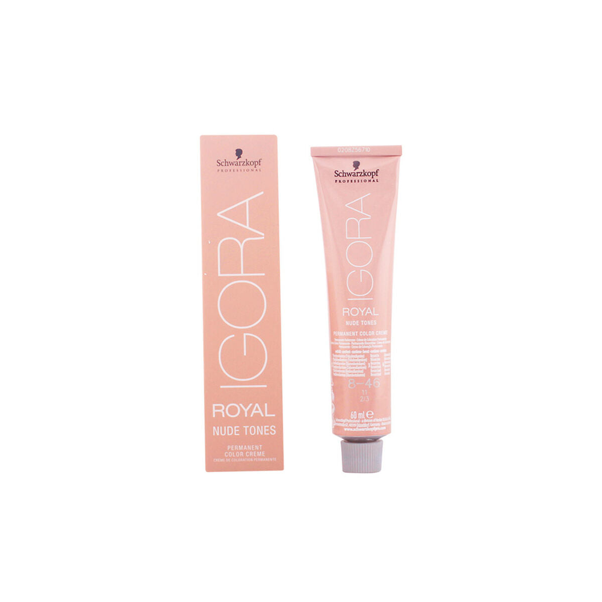 Permanent Dye Igora Royal Nudes Schwarzkopf Igora Royal 8-46 Nº 8.0-rubio claro 60 ml (60 ml) til kvinder produktemballage