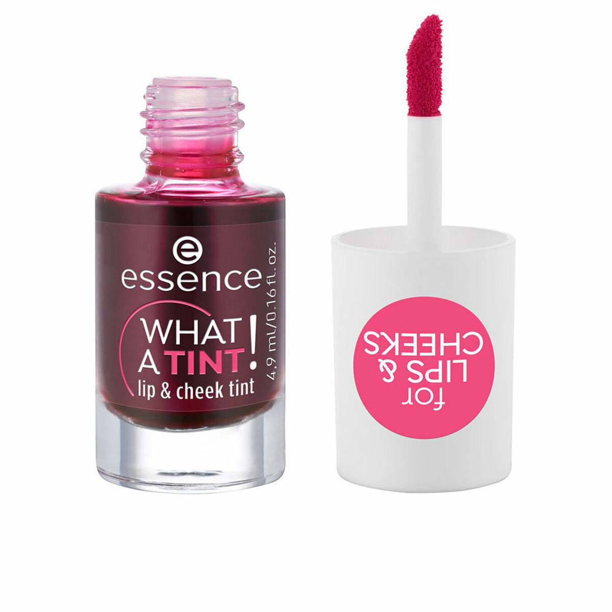 Tint til kinder og læber Essence What A Tint! Nº 01 Kiss from a Rose Nº 01-Kiss From A Rose 4,9 ml produktemballage 4,9 ml