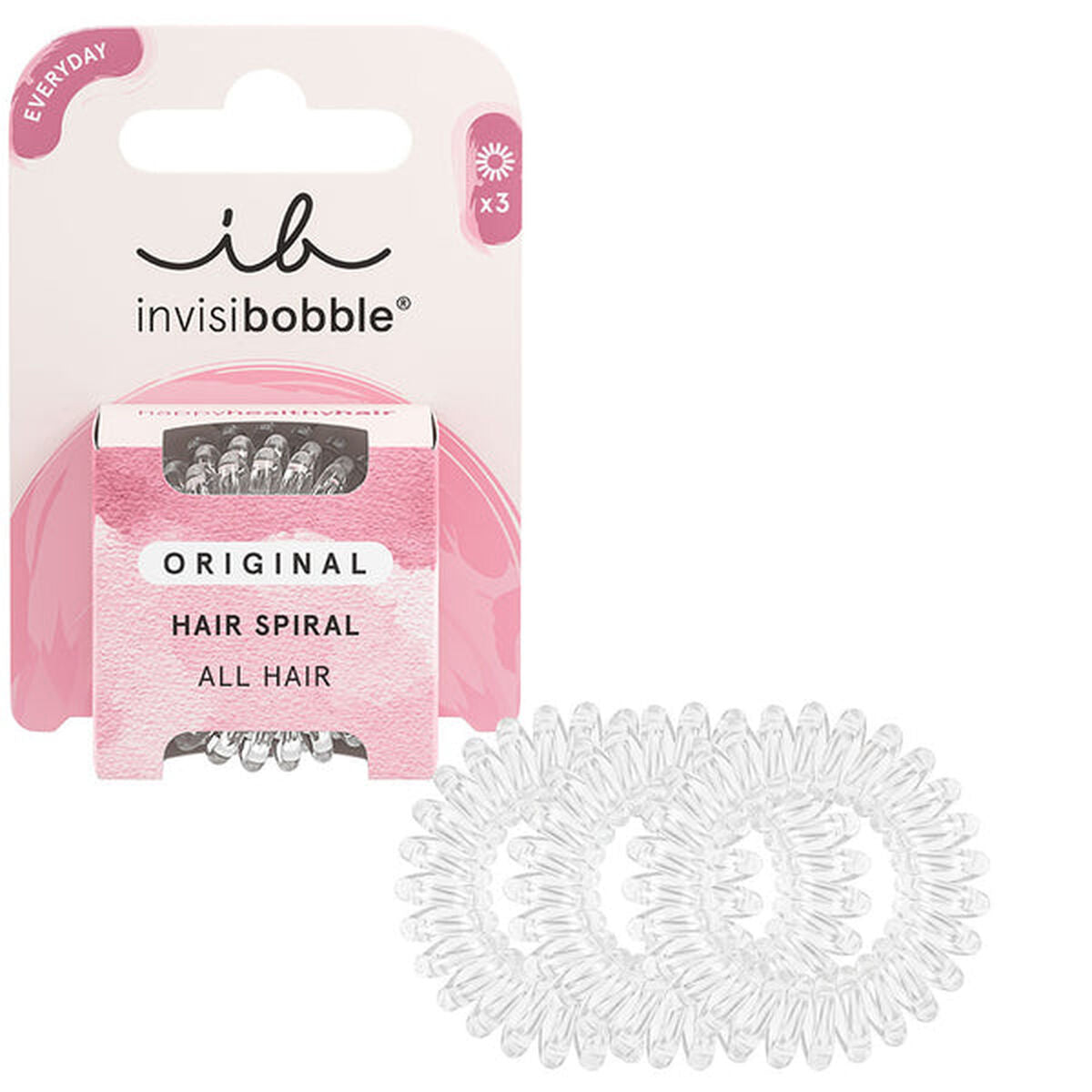 Hårbånd Invisibobble Invisibobble Elastic Spiral Transparent 3 Enheder produktemballage