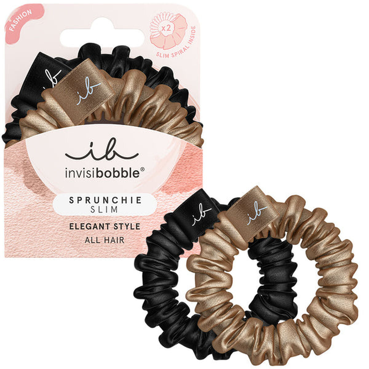 Hårbånd Invisibobble Black Golden (2 enheder) produktemballage