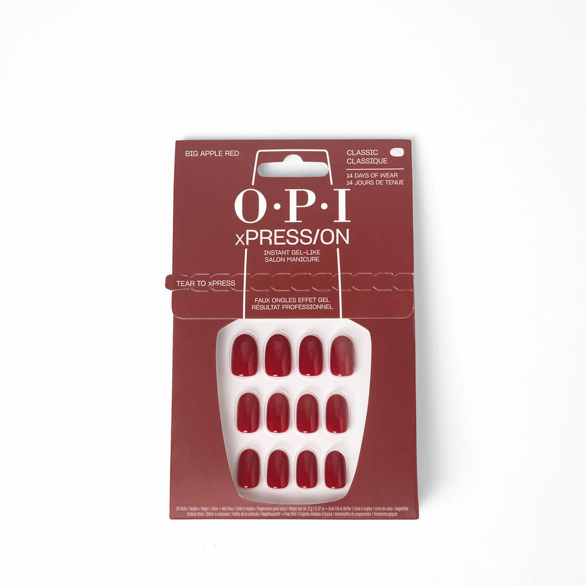 Falske negle Opi #Big Apple Red Big Apple Red 30 stks produktemballage