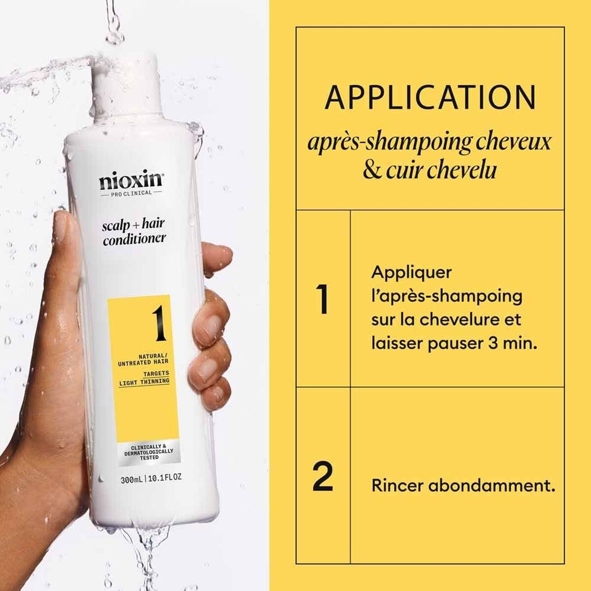 Shampoo og balsam Nioxin shampooflaske