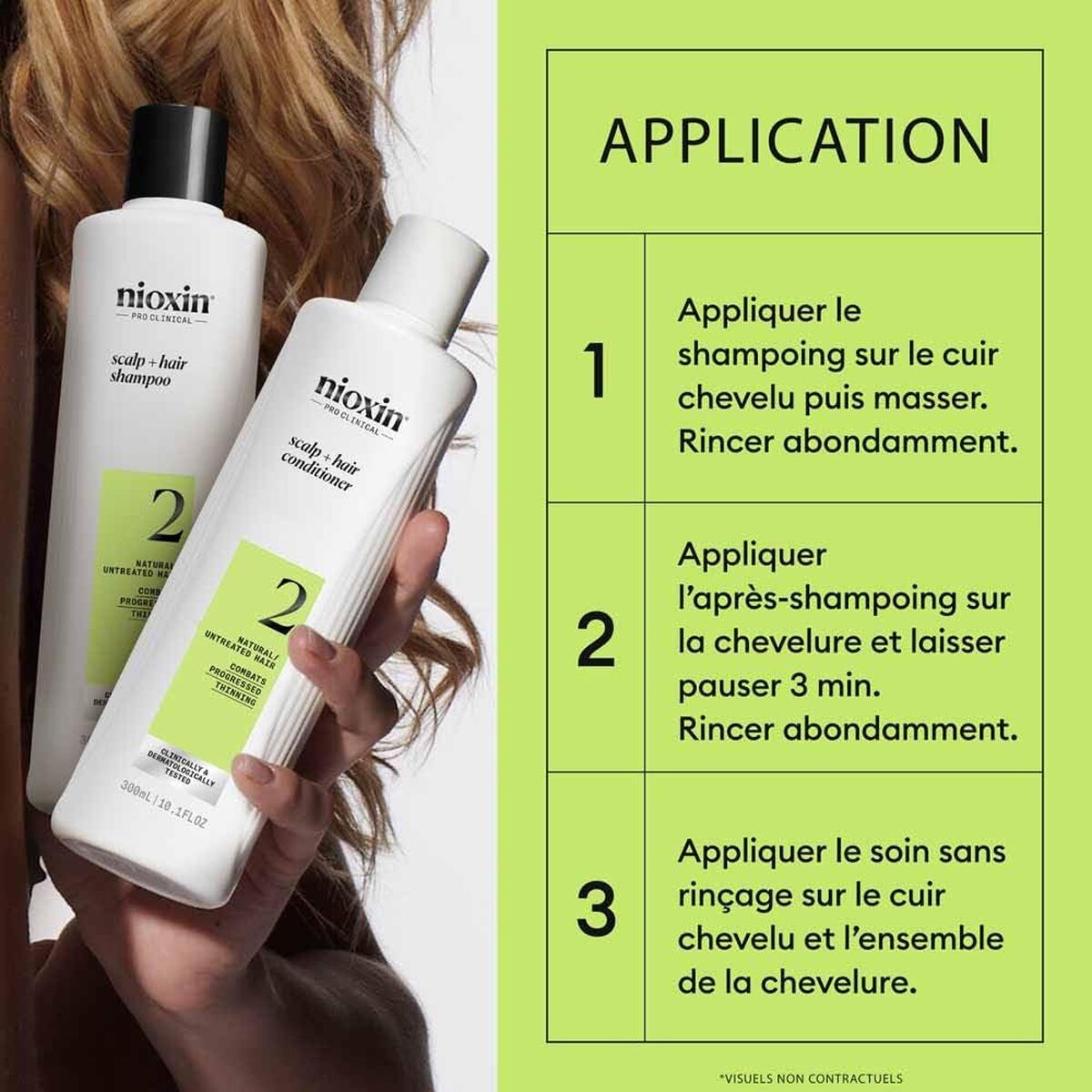 Shampoo og balsam Nioxin shampooflaske