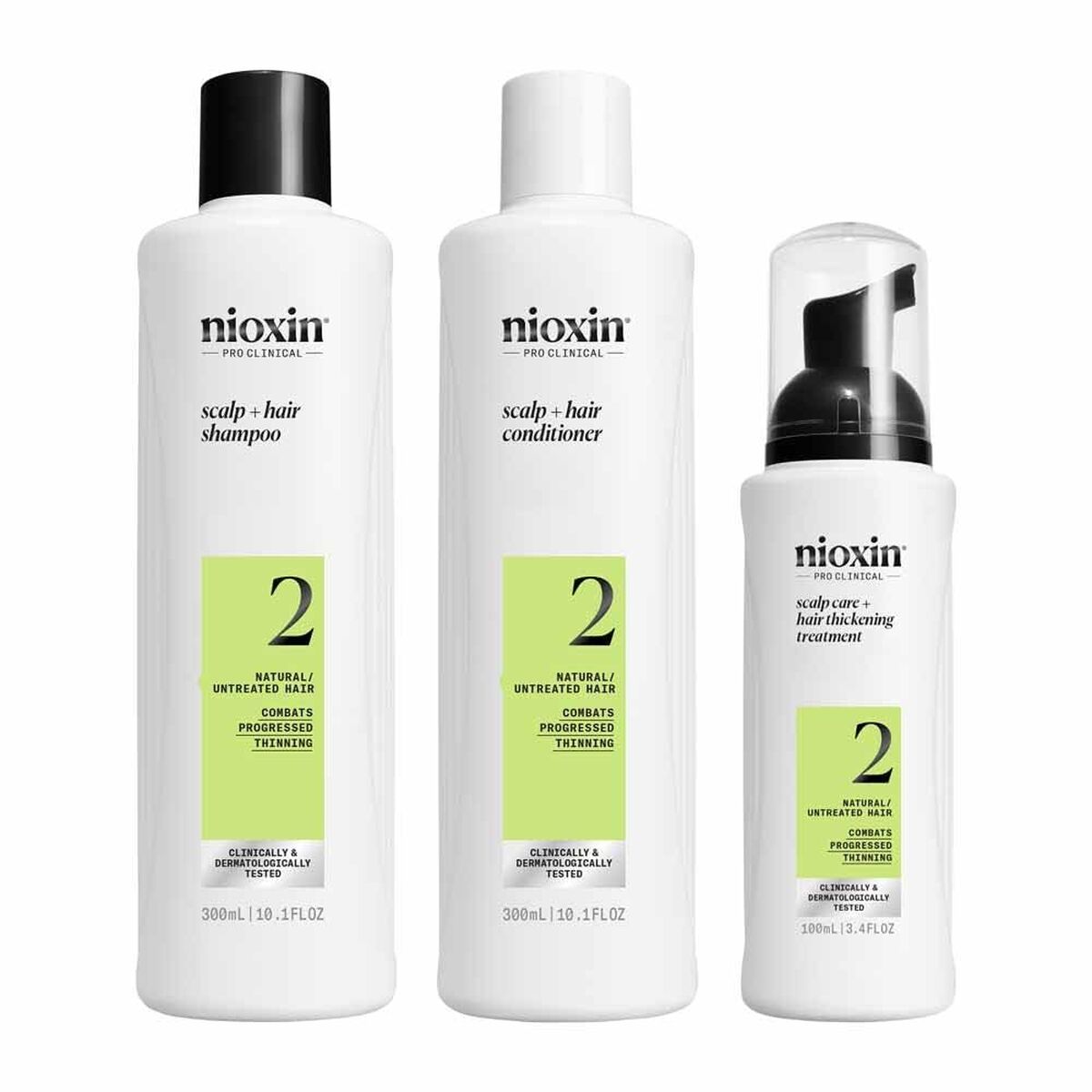 Shampoo og balsam Nioxin shampooflaske