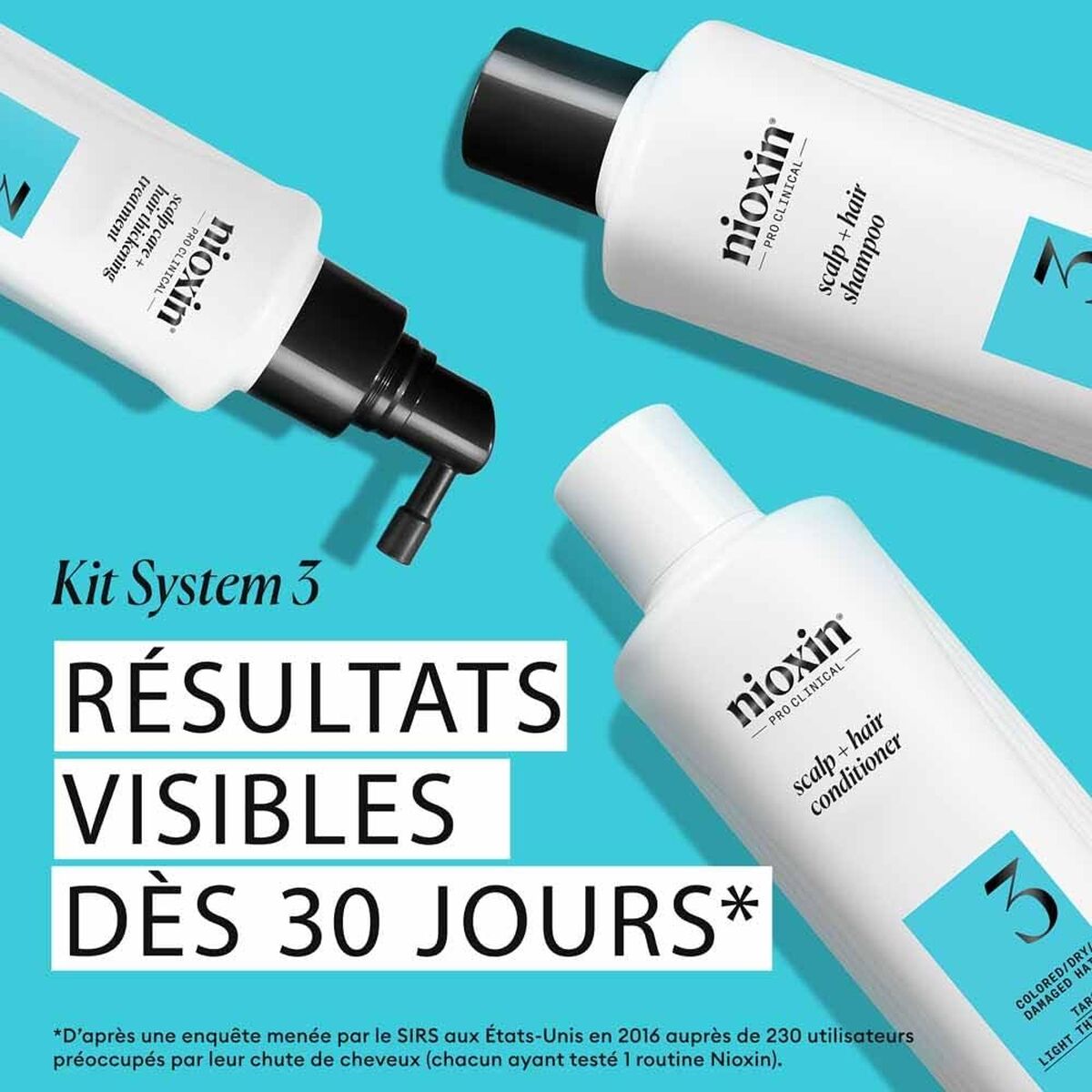 Shampoo og balsam Nioxin shampooflaske