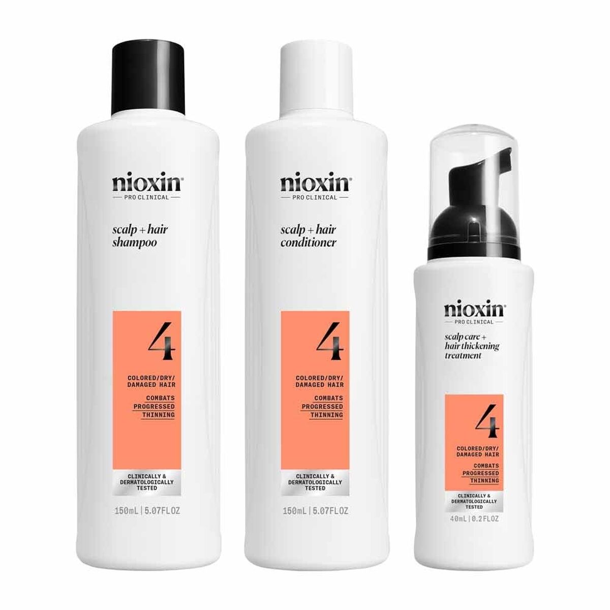 Shampoo og balsam Nioxin shampooflaske