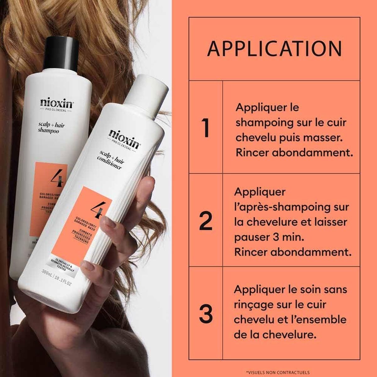 Shampoo og balsam Nioxin shampooflaske