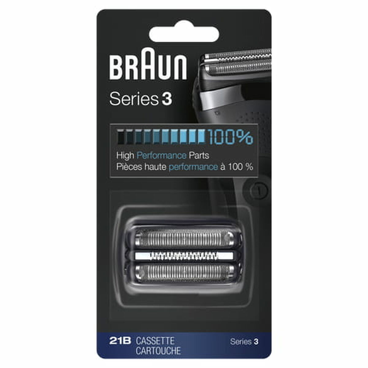 Udskiftningshoved Braun Silver Black produktemballage