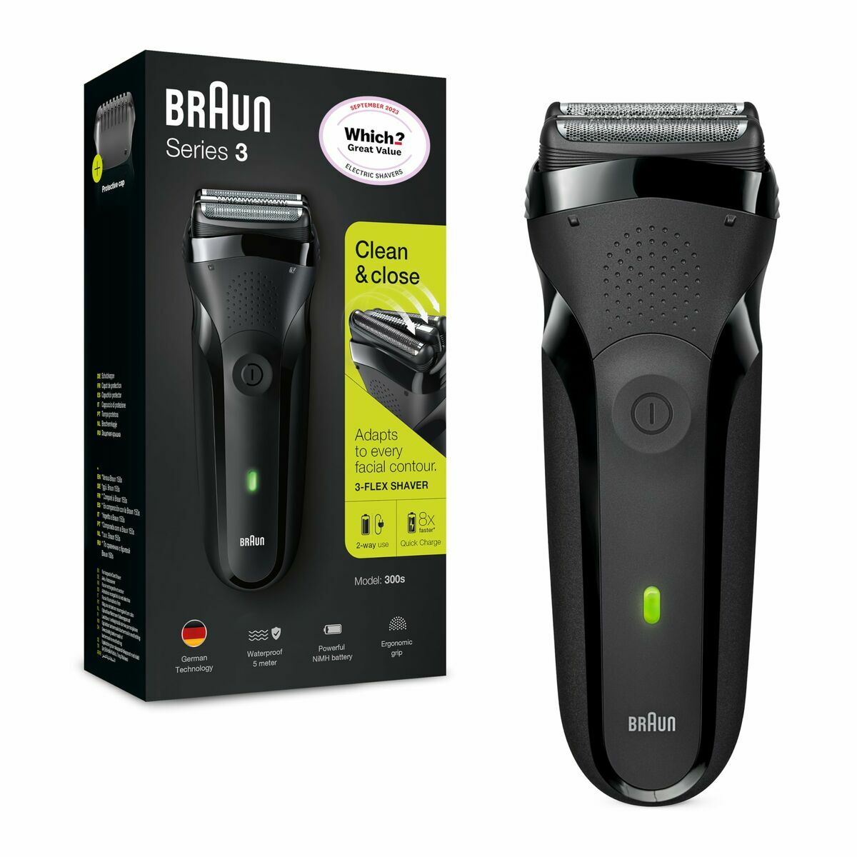 Genopladelig elektrisk barbermaskine Braun 3-300S/ZZ produktemballage