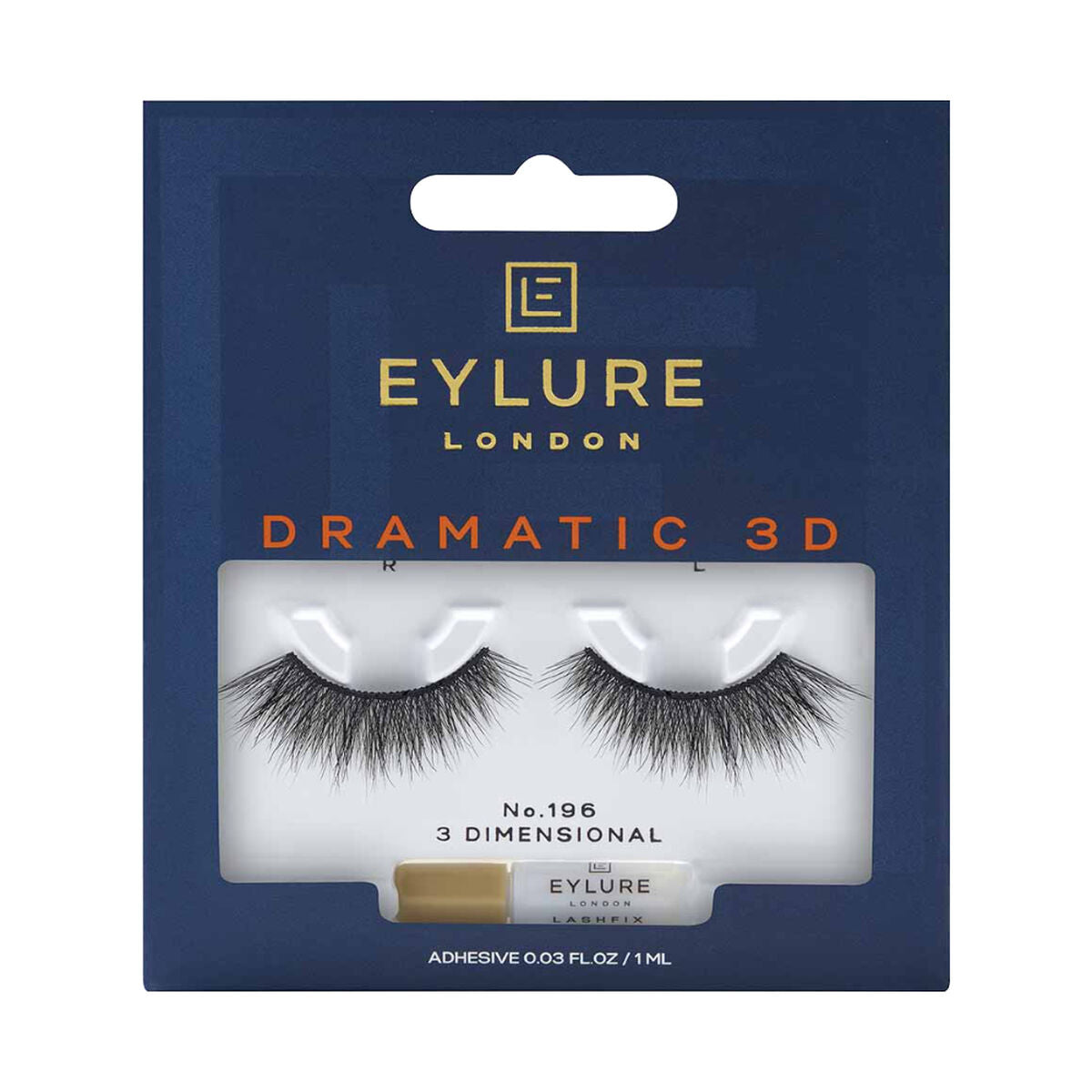 Sæt med falske øjenvipper Eylure Dramatic 3D Nº 196 produktemballage
